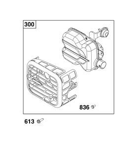 Exhaust Group Diagram and Parts List for 09P902-0009-H5 020000 - 09Z999 Briggs and Stratton Engine